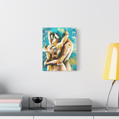 Abstract Embrace Canvas Art - Romantic Couple Matte Stretched Print