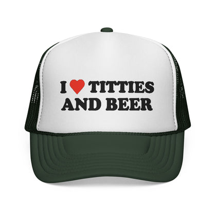 Trucker Hat - "I  Titties and Beer" Funny Novelty Cap