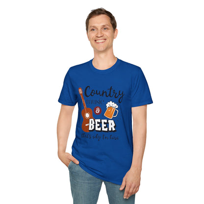 Country Music & Beer T-Shirt — "Country Music & Beer That's Why I'm Here" Graphic Tee