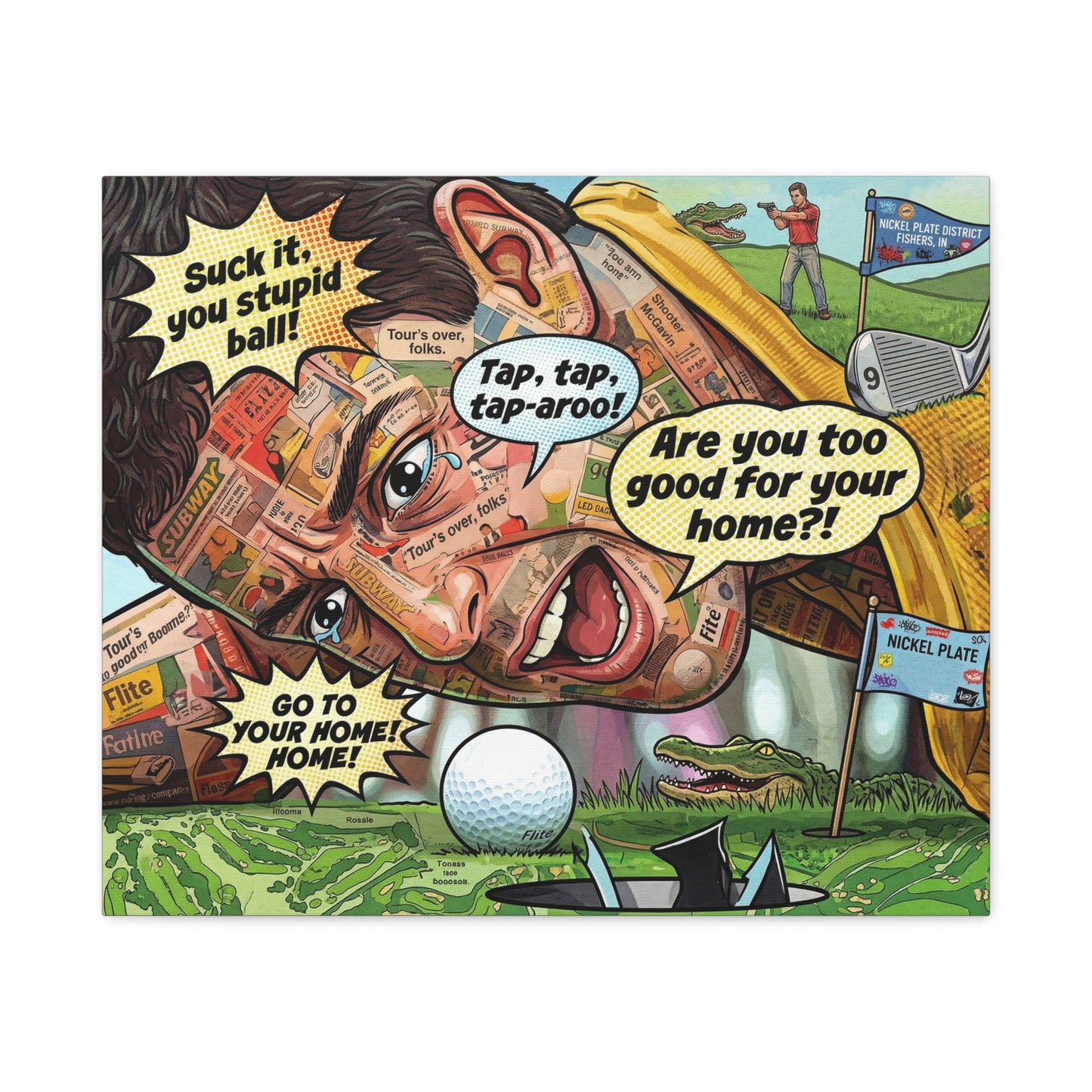 Happy Golf Pop Canvas Art — Matte Stretched Canvas Print