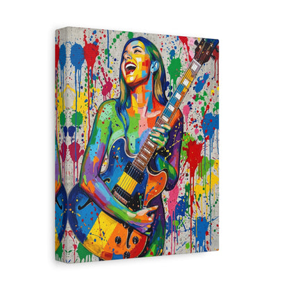 Colorful Guitarist Pop Art Canvas Print — Vibrant Music Wall Art