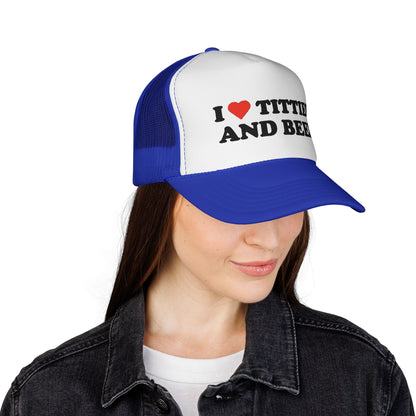 Trucker Hat - "I  Titties and Beer" Funny Novelty Cap