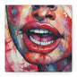 Colorful Pop Art Lips Canvas Wall Art – Vibrant Stretched Matte Portrait