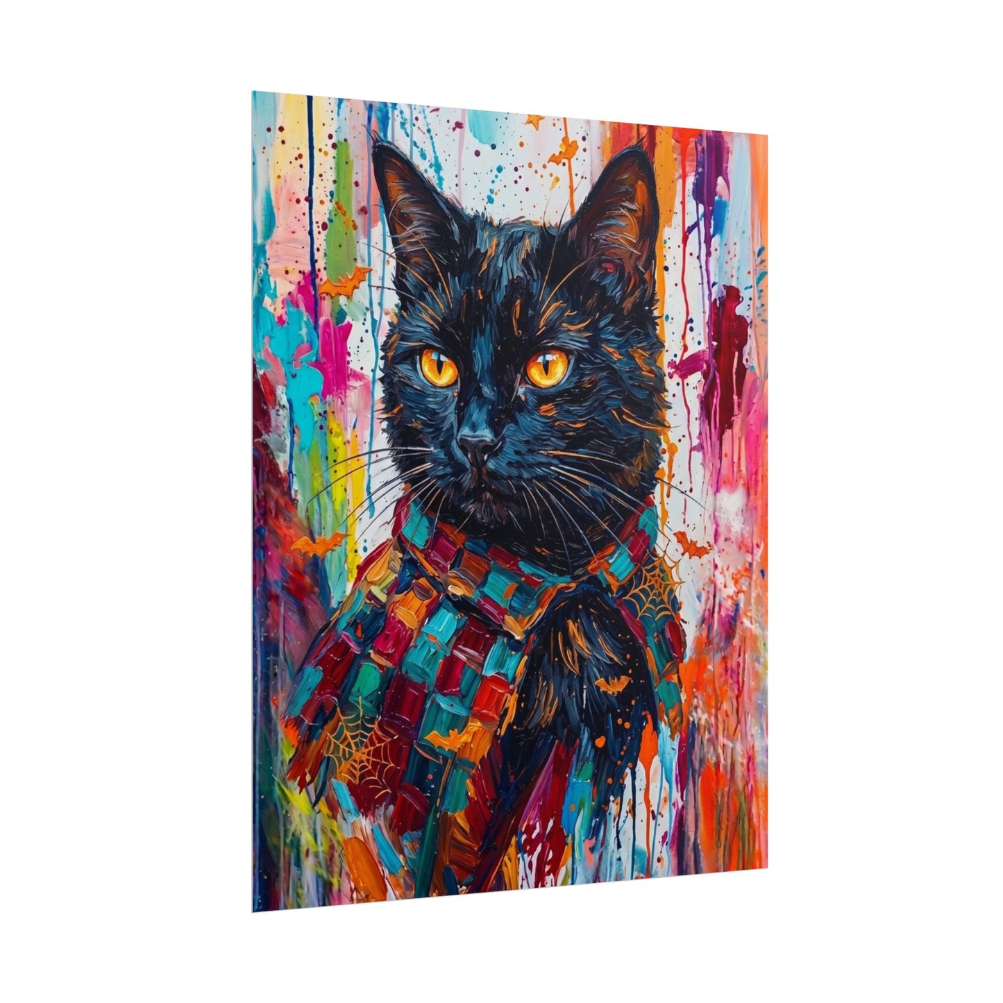 Colorful Cat Poster — Vibrant Black Cat Wall Art (Rolled Poster)
