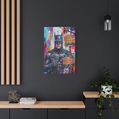 Colorful Gotham City Canvas Art - 'Welcome to Gotham City' Stretched Matte Print