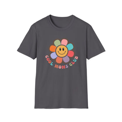 Cool Moms Club T-Shirt — Retro Floral Smiley Tee for Trendy Moms