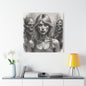 Zombie Apocalypse Canvas Print — Female Survivor Portrait Matte Stretched Art