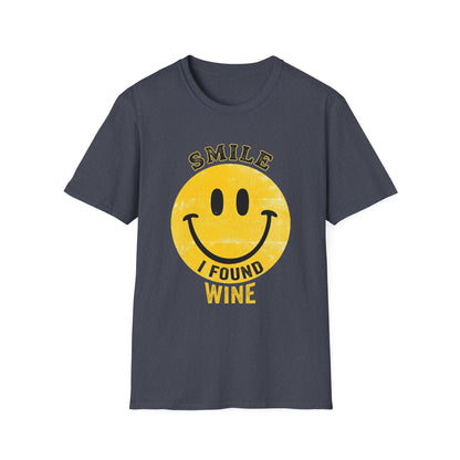Wine Smile T-Shirt — "Smile I Found Wine" Retro Smiley Tee