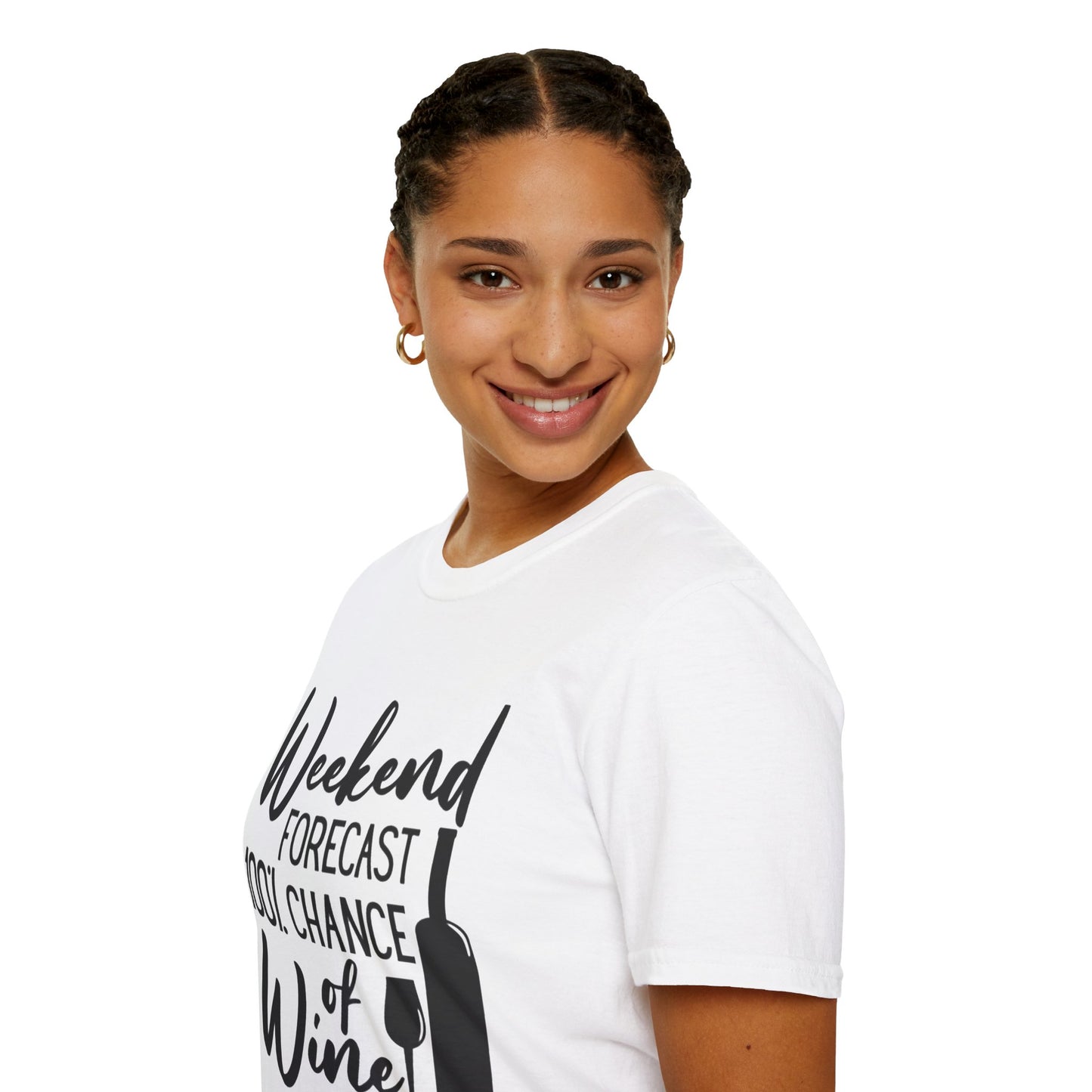 Wine Weekend T-Shirt — "Weekend Forecast 100% Chance of Wine" Graphic Tee