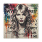 Taylor-Inspired Pop Portrait Matte Canvas Print — 'Happy, Lonely, Confused' Stretched Wall Art