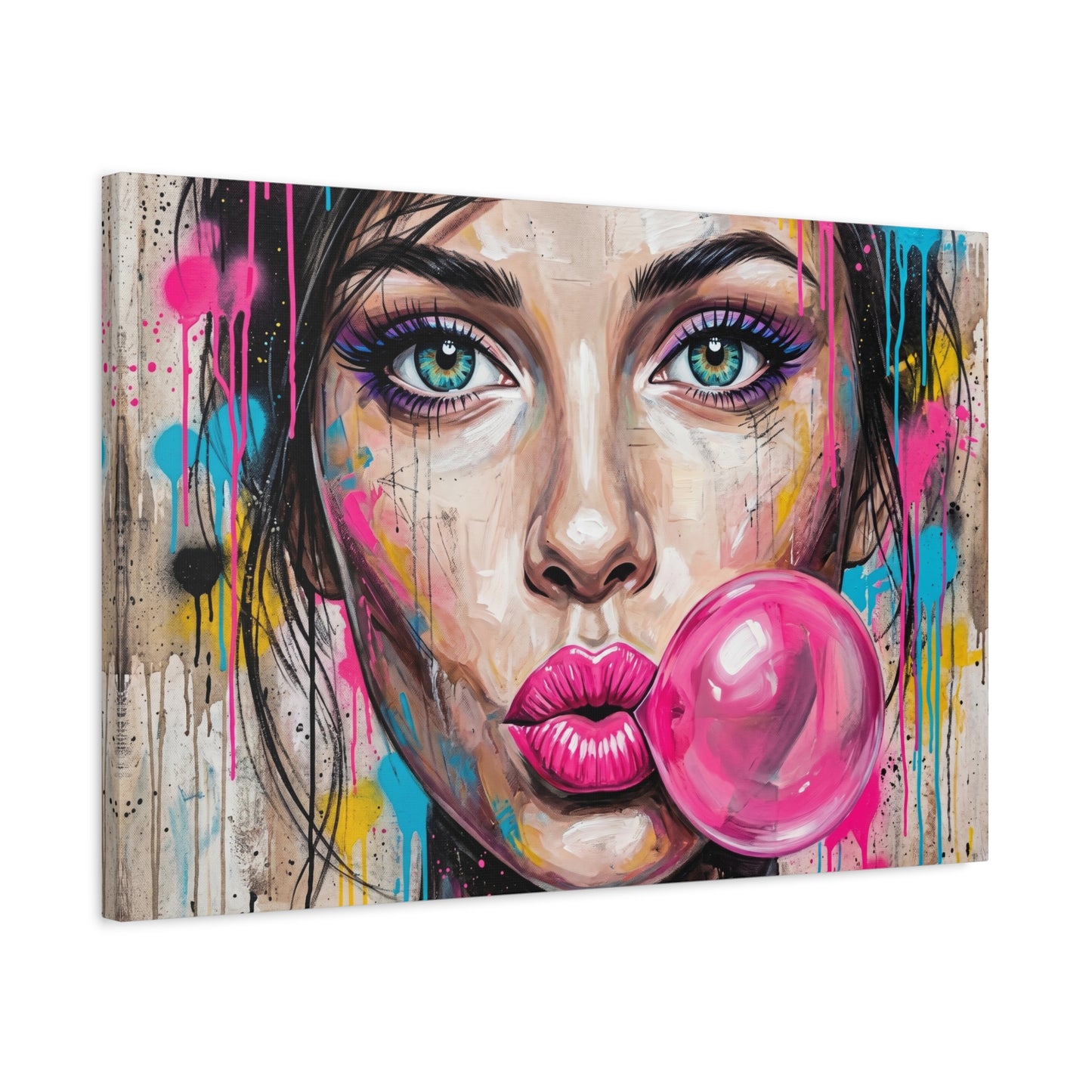 Abstract Bubble Girl Canvas Print — Matte Stretched Wall Art