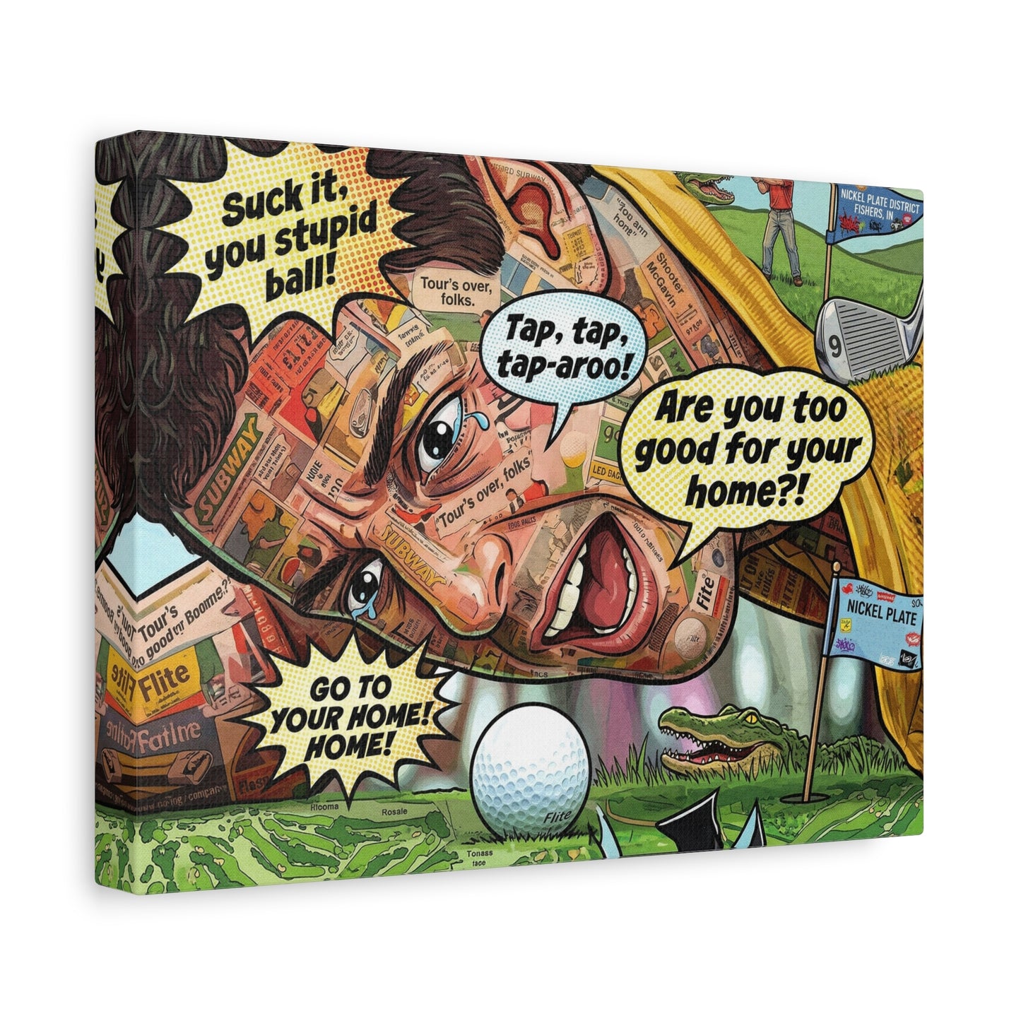 Happy Golf Pop Canvas Art — Matte Stretched Canvas Print