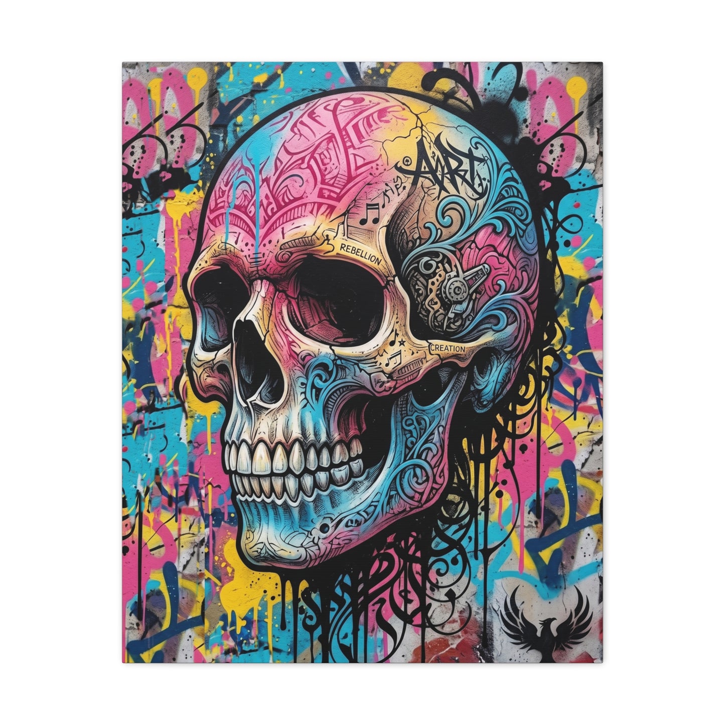 Vibrant Graffiti Skull Canvas