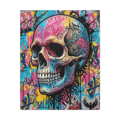 Vibrant Graffiti Skull Canvas