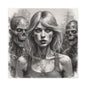 Zombie Apocalypse Canvas Print — Female Survivor Portrait Matte Stretched Art