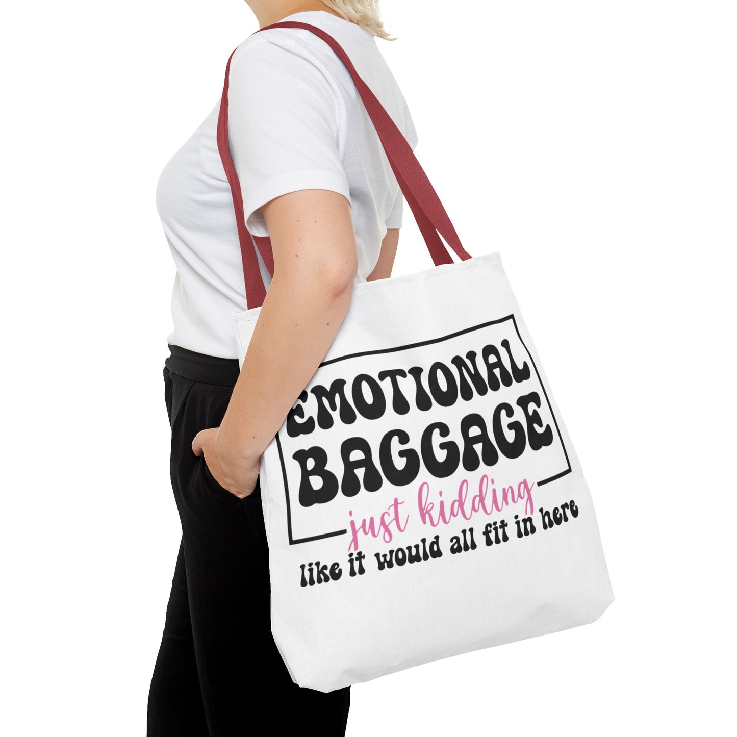Emotional Baggage Tote Bag — Funny "Emotional Baggage (just kidding)" Reusable Shopper