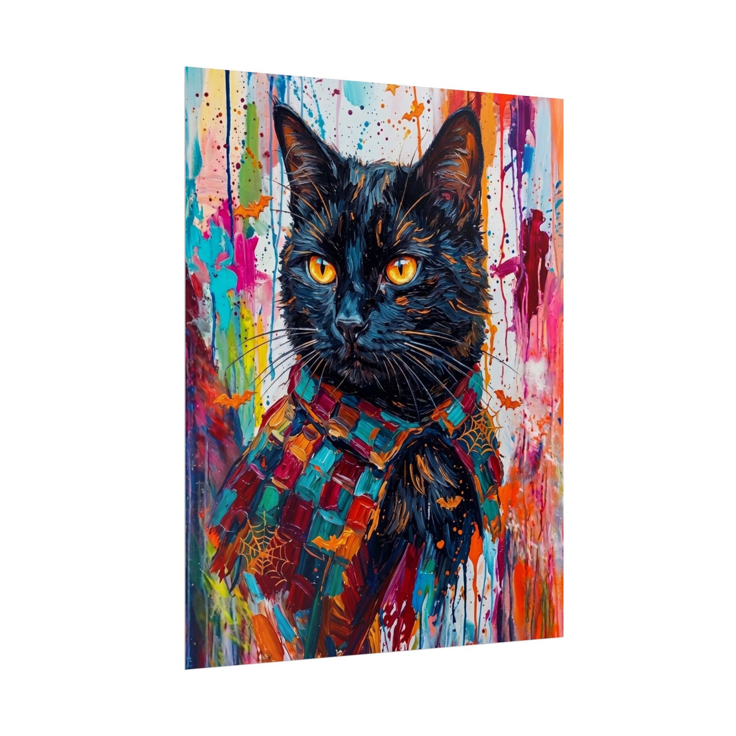 Colorful Cat Poster — Vibrant Black Cat Wall Art (Rolled Poster)
