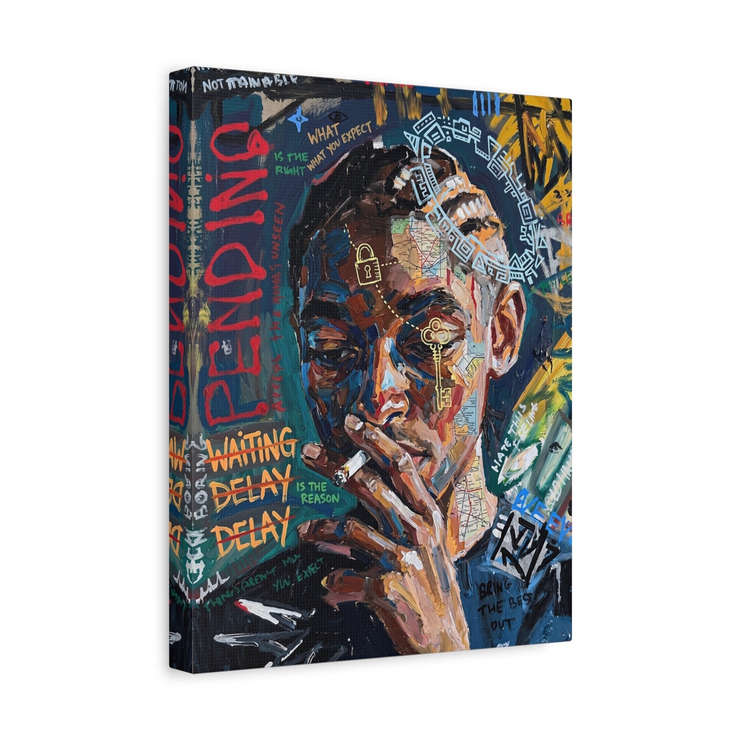 Urban Portrait Matte Canvas Print — 'Waiting Delay' Contemporary Street Art