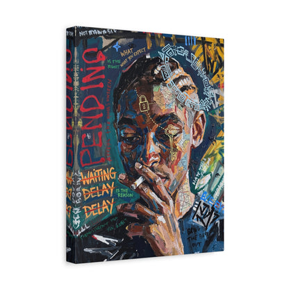 Urban Portrait Matte Canvas Print — 'Waiting Delay' Contemporary Street Art