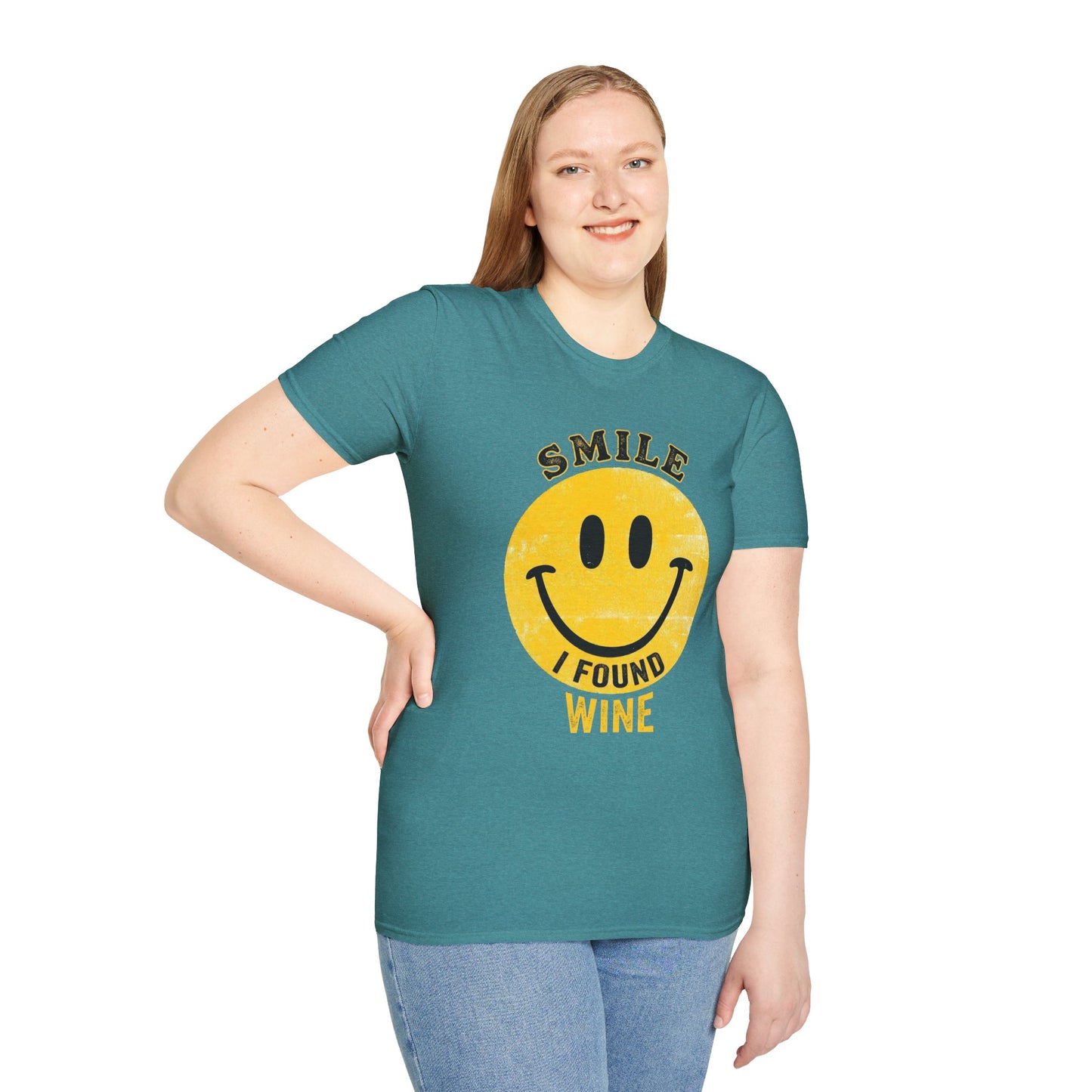 Wine Smile T-Shirt — "Smile I Found Wine" Retro Smiley Tee