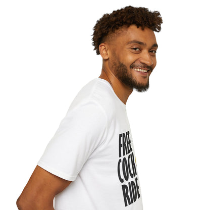 Graphic T-Shirt — "Free Cock Ride" Rooster Novelty Tee