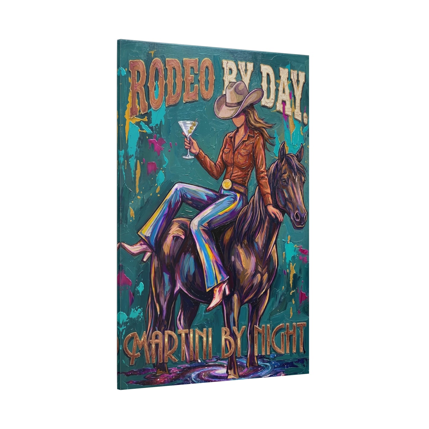 Rodeo By Day, Martini By Night Matte Canvas Wall Art
