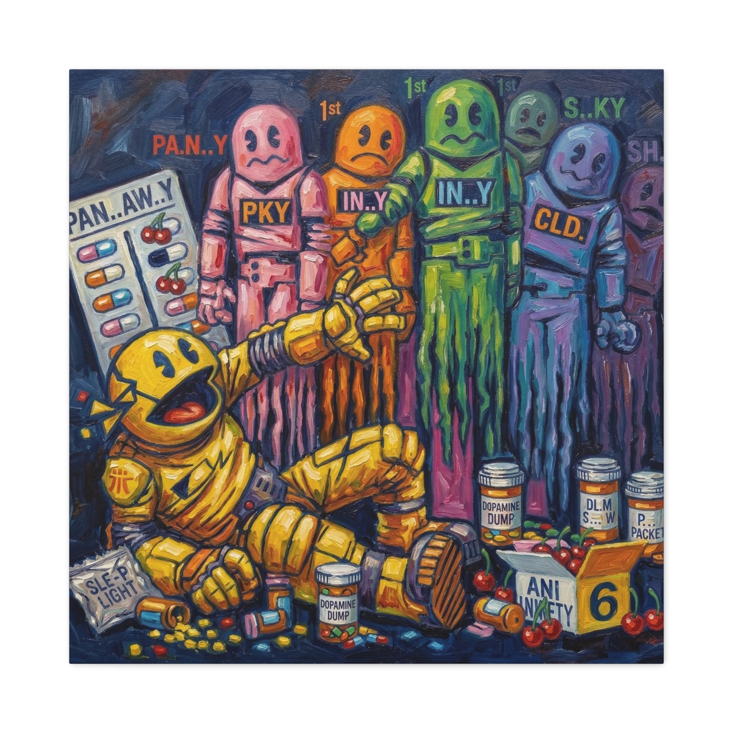 Depressed Pacman Canvas Wall Art Print