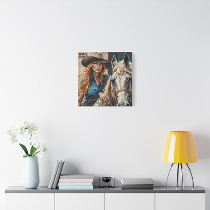 Cowgirl & Horse Collage Matte Canvas Print — Western Collage Art Wall Decor