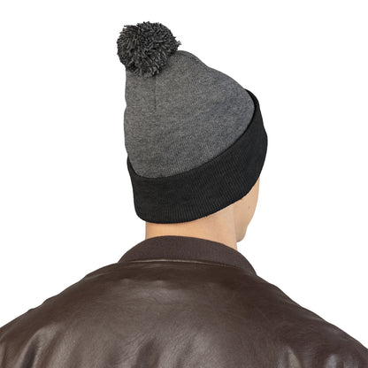 Embroidered Pom-Pom Beanie — "Spitters Are Quitters!" Cozy Winter Hat