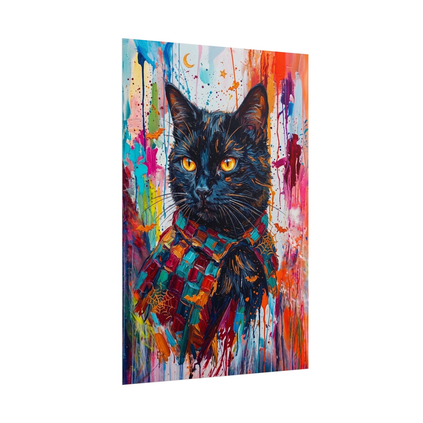 Colorful Cat Poster — Vibrant Black Cat Wall Art (Rolled Poster)