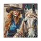 Cowgirl & Horse Collage Matte Canvas Print — Western Collage Art Wall Decor
