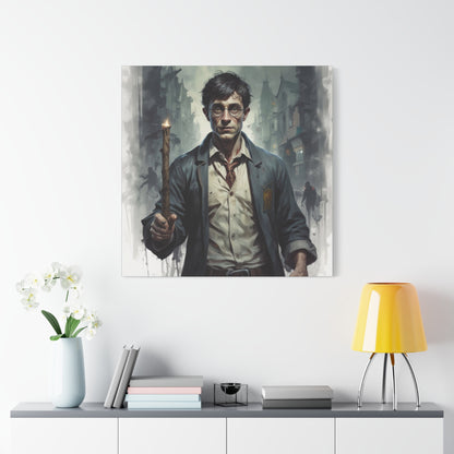 Dark Harry Canvas Print — Moody Urban Fantasy Stretched Wall Art