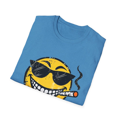 Smokin' Cool Emoji T-Shirt — Retro Grinning Face with Sunglasses & Cigar