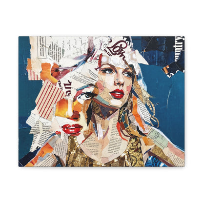 Pop Art Collage Woman Canvas Print — Modern Portrait Wall Art
