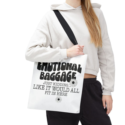 Tote Bag — "Emotional Baggage" Funny Quote Tote with Daisy Vibe