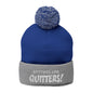 Embroidered Pom-Pom Beanie — "Spitters Are Quitters!" Cozy Winter Hat