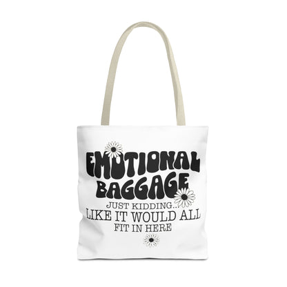 Tote Bag — "Emotional Baggage" Funny Quote Tote with Daisy Vibe