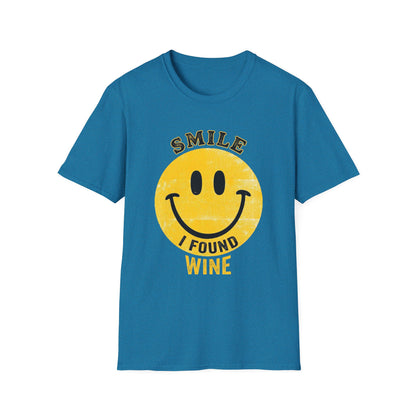 Wine Smile T-Shirt — "Smile I Found Wine" Retro Smiley Tee