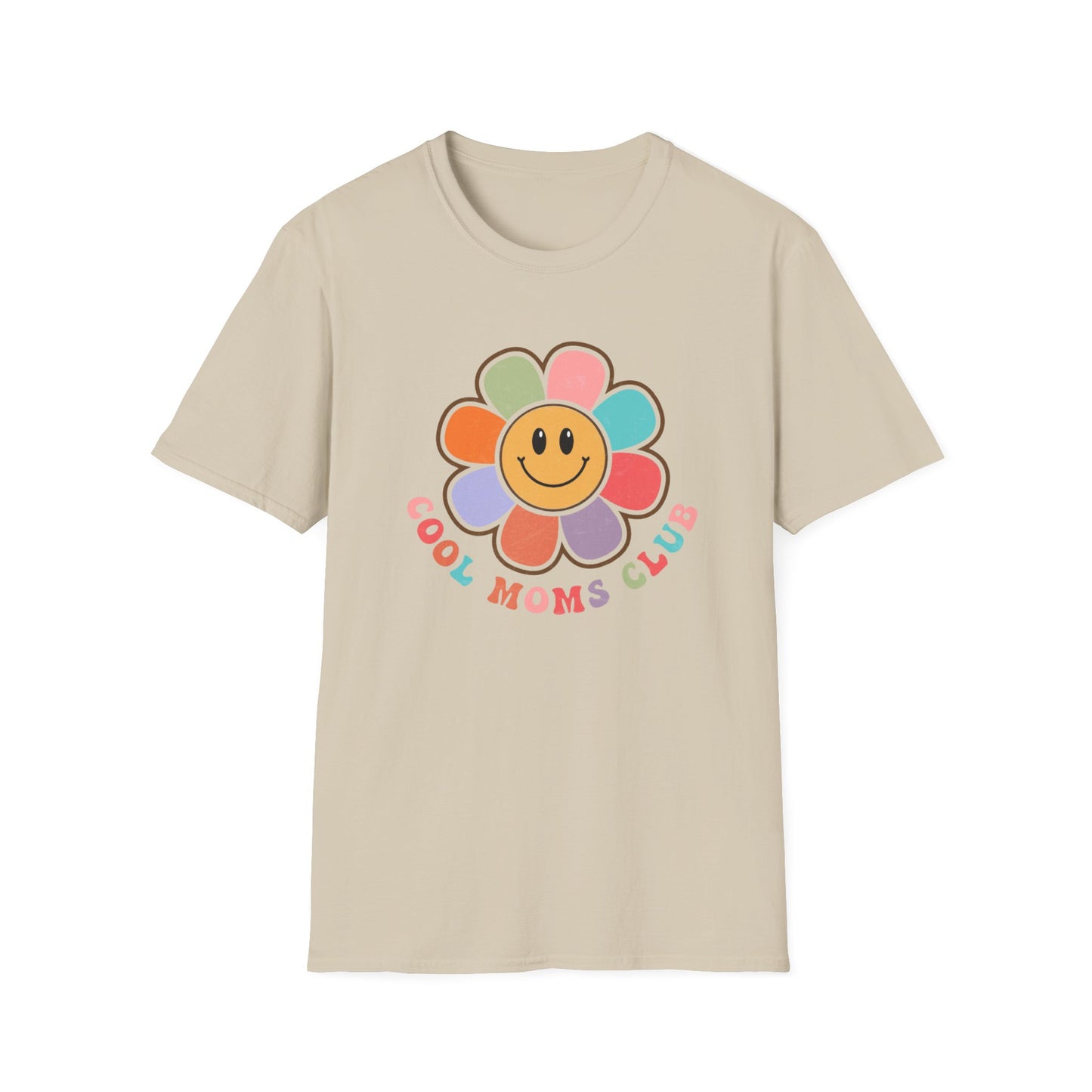 Cool Moms Club T-Shirt — Retro Floral Smiley Tee for Trendy Moms