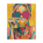 Colorful Pop Art Woman Drinking Canvas Wall Art