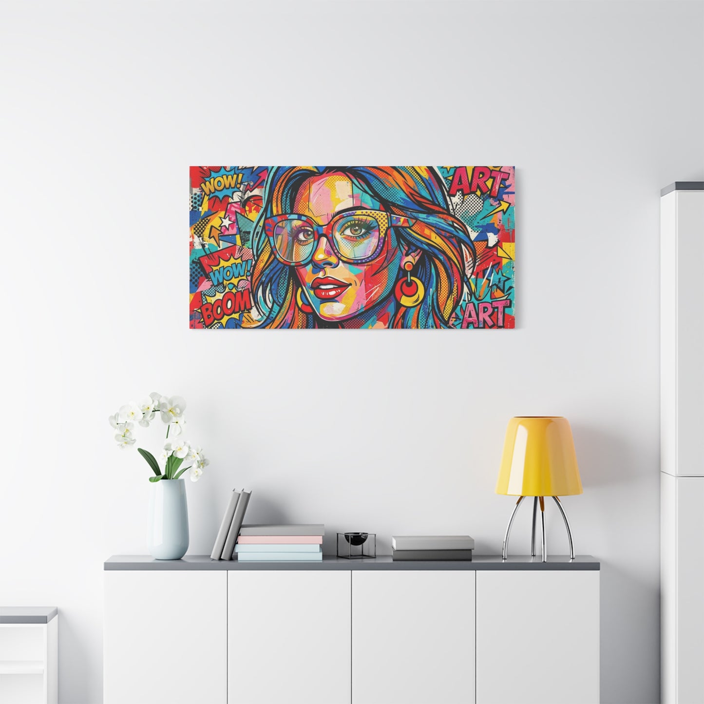 Pop Art Chic Canvas Print — Colorful Retro Neon Portrait
