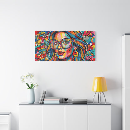 Pop Art Chic Canvas Print — Colorful Retro Neon Portrait