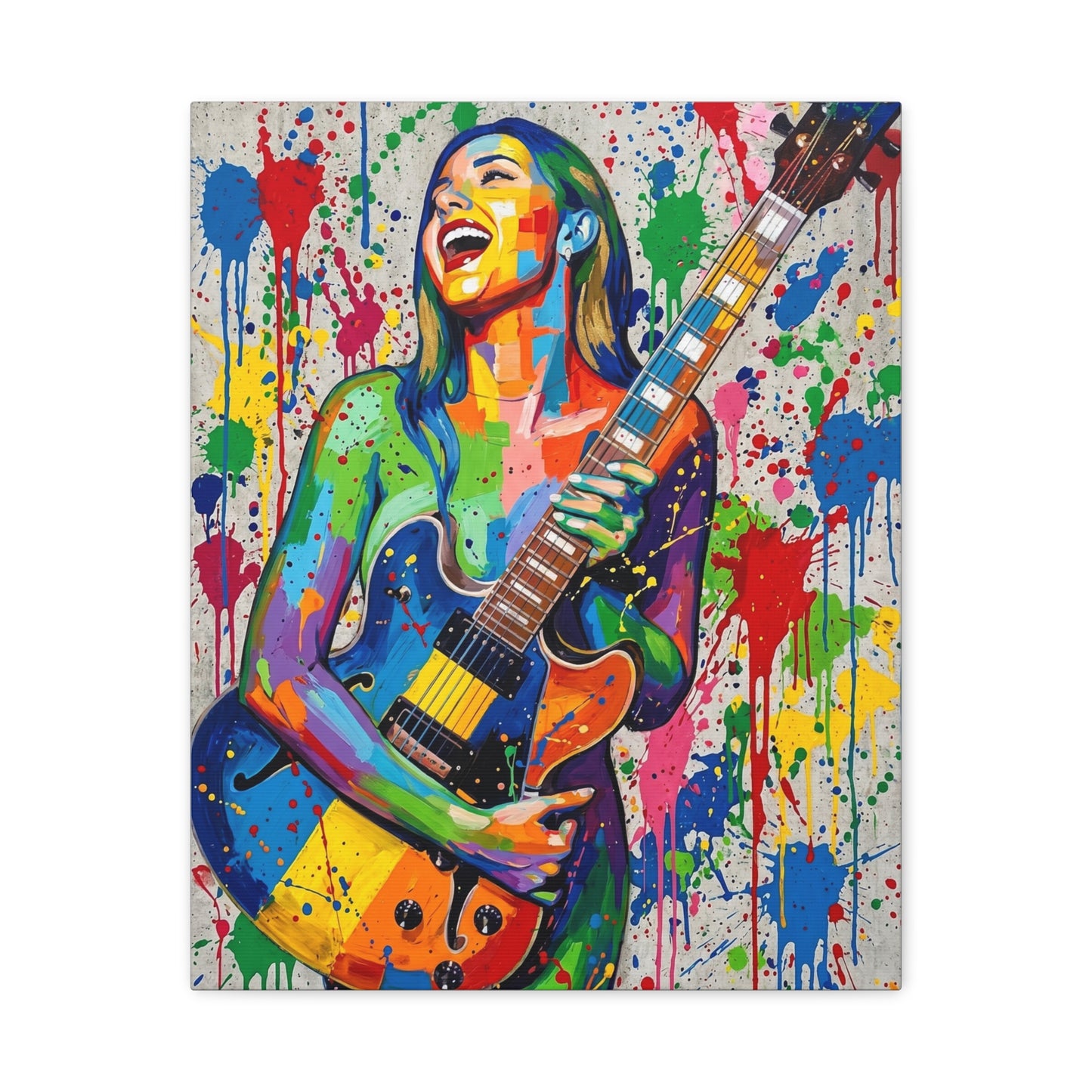 Colorful Guitarist Pop Art Canvas Print — Vibrant Music Wall Art