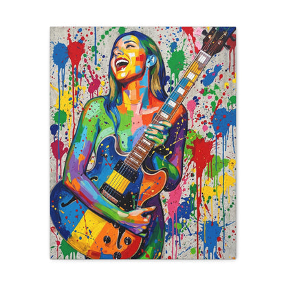 Colorful Guitarist Pop Art Canvas Print — Vibrant Music Wall Art