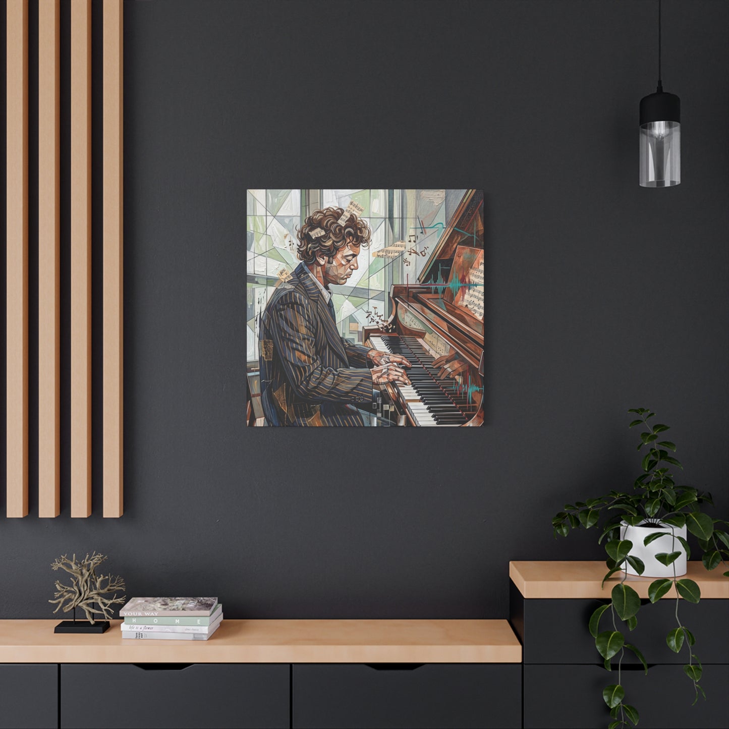 Piano Man Joel Canvas Wall Art — Abstract Character Portrait