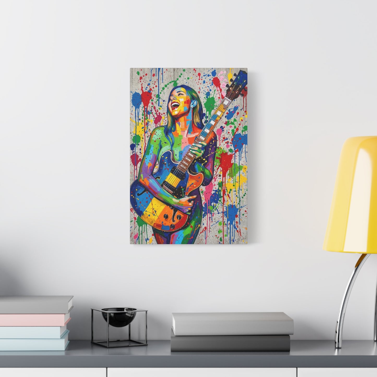 Colorful Guitarist Pop Art Canvas Print — Vibrant Music Wall Art