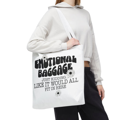 Tote Bag — "Emotional Baggage" Funny Quote Tote with Daisy Vibe