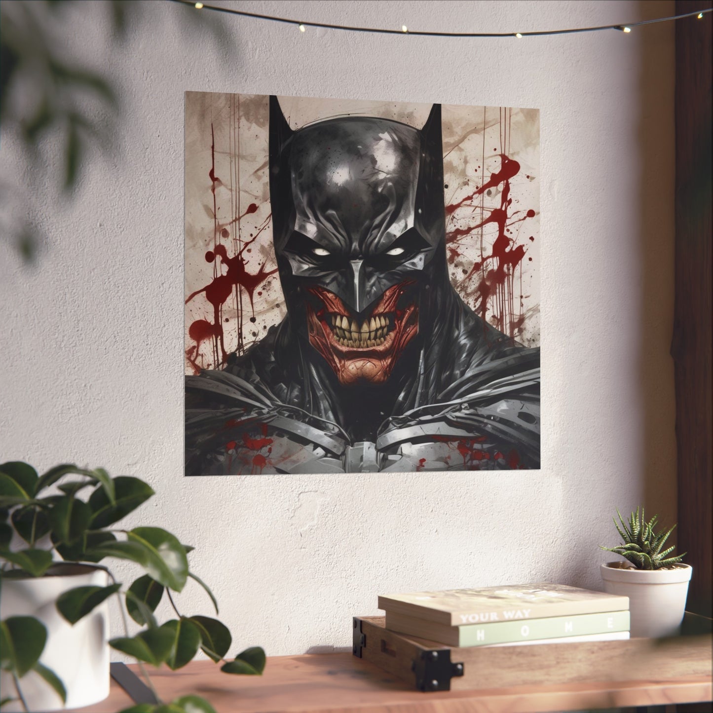 Horror Comic Fine Art Poster Print — Grinning Dark Knight Portrait