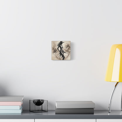 Cowgirl Silhouette Canvas Art – Western Whip Poster on Matte Stretched Canvas