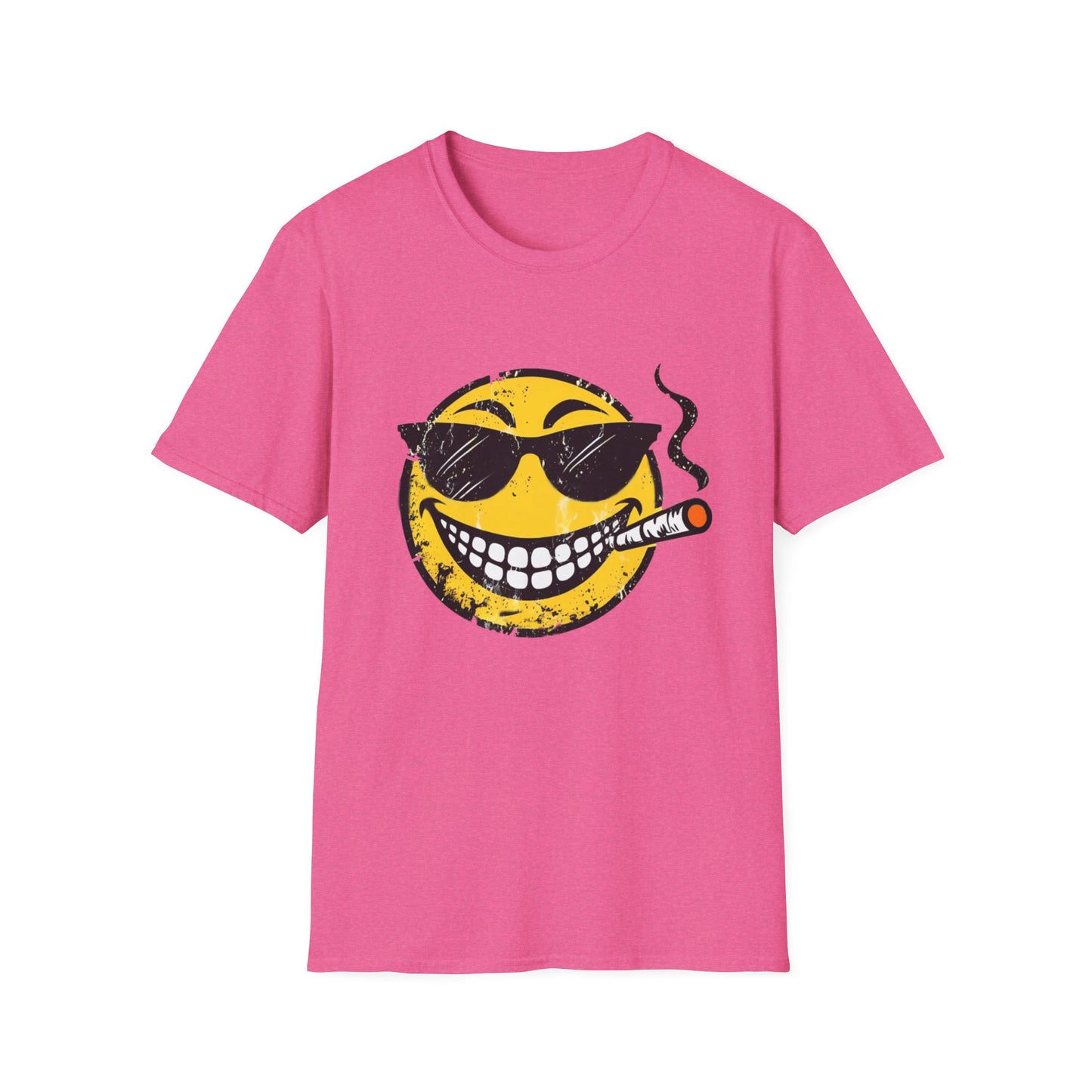 Smokin' Cool Emoji T-Shirt — Retro Grinning Face with Sunglasses & Cigar